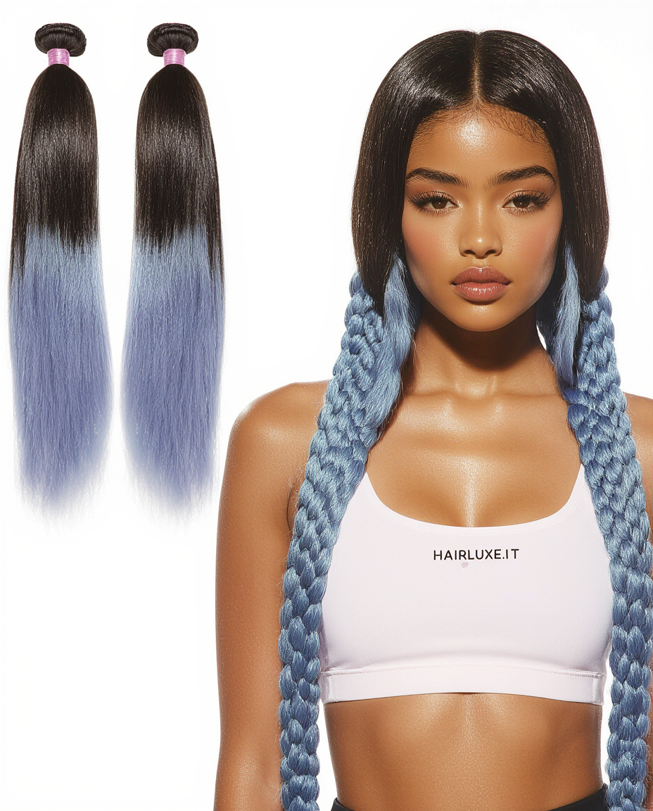 Ultra Braid – Nero Naturale con Lunghezze Periwinkle (T1B/Periwinkle)