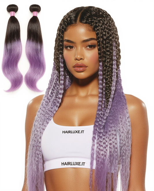 Ultra Braid – Nero Naturale con Lunghezze Lilla (T1B/Lilac)