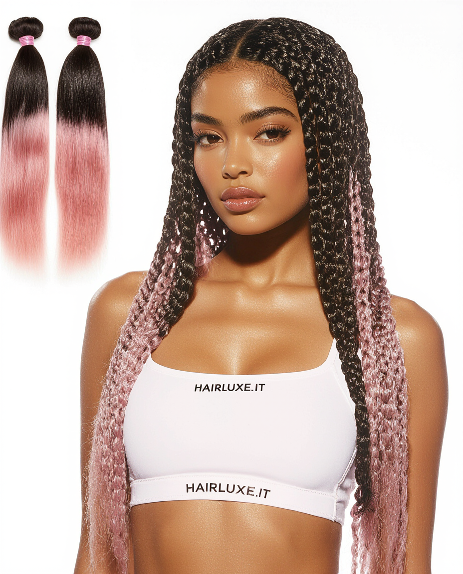 Ultra Braid – Nero Naturale con Lunghezze Vintage Rose (T1B/Vintage Rose)