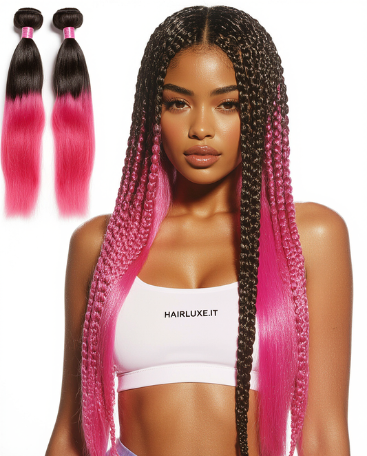 Ultra Braid – Nero Naturale con Lunghezze Rosa Intenso (T1B/Pink)